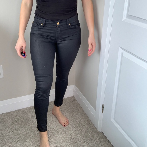 7 For All Mankind Jeans. Size 28, metallic black with gold accents - Picture 1 of 3